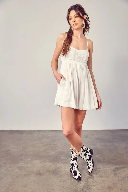 *Online Exclusive* Jacquard Detail Romper (Ivory)