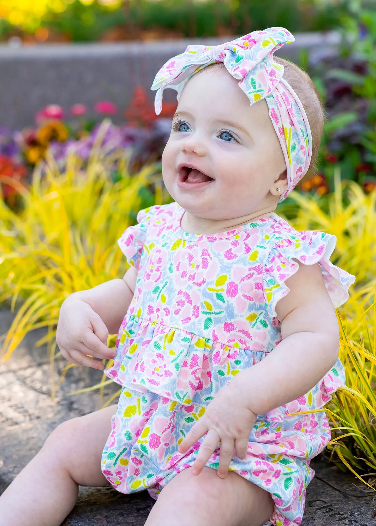 Pink Drawn Floral Romper