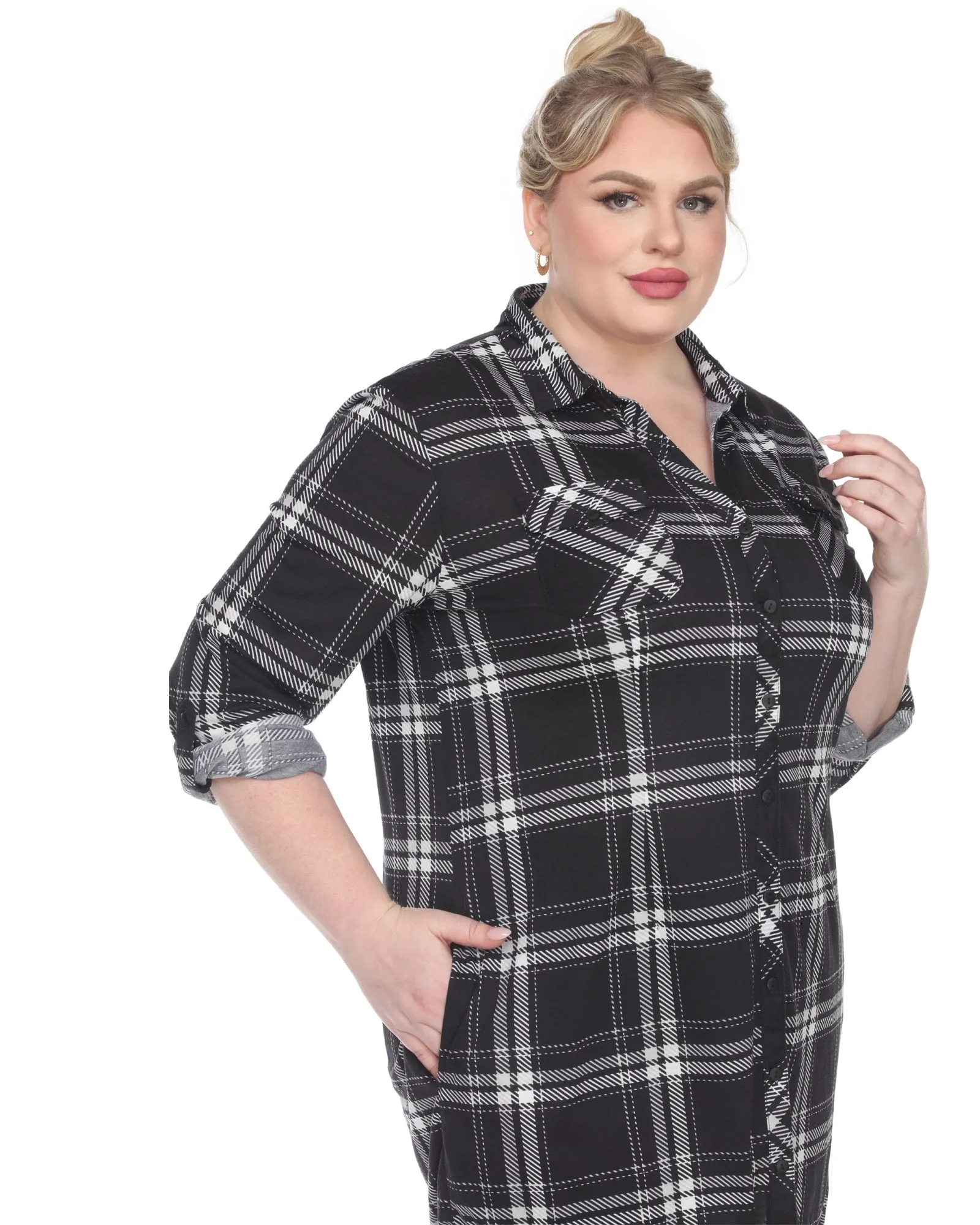 Plaid Tunic Top | Black