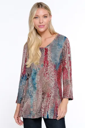 Printed Woven Burnout Button Front Tunic - Women's - Multi