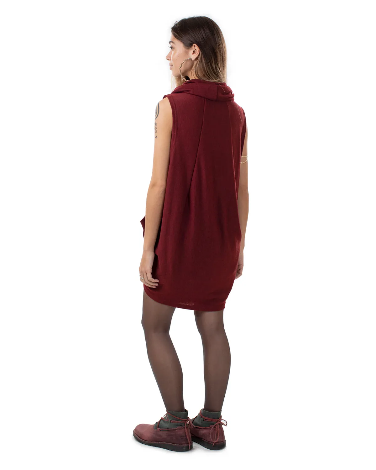 "Mystia" Sleeveless Pullover Tunic Dress Wine Red