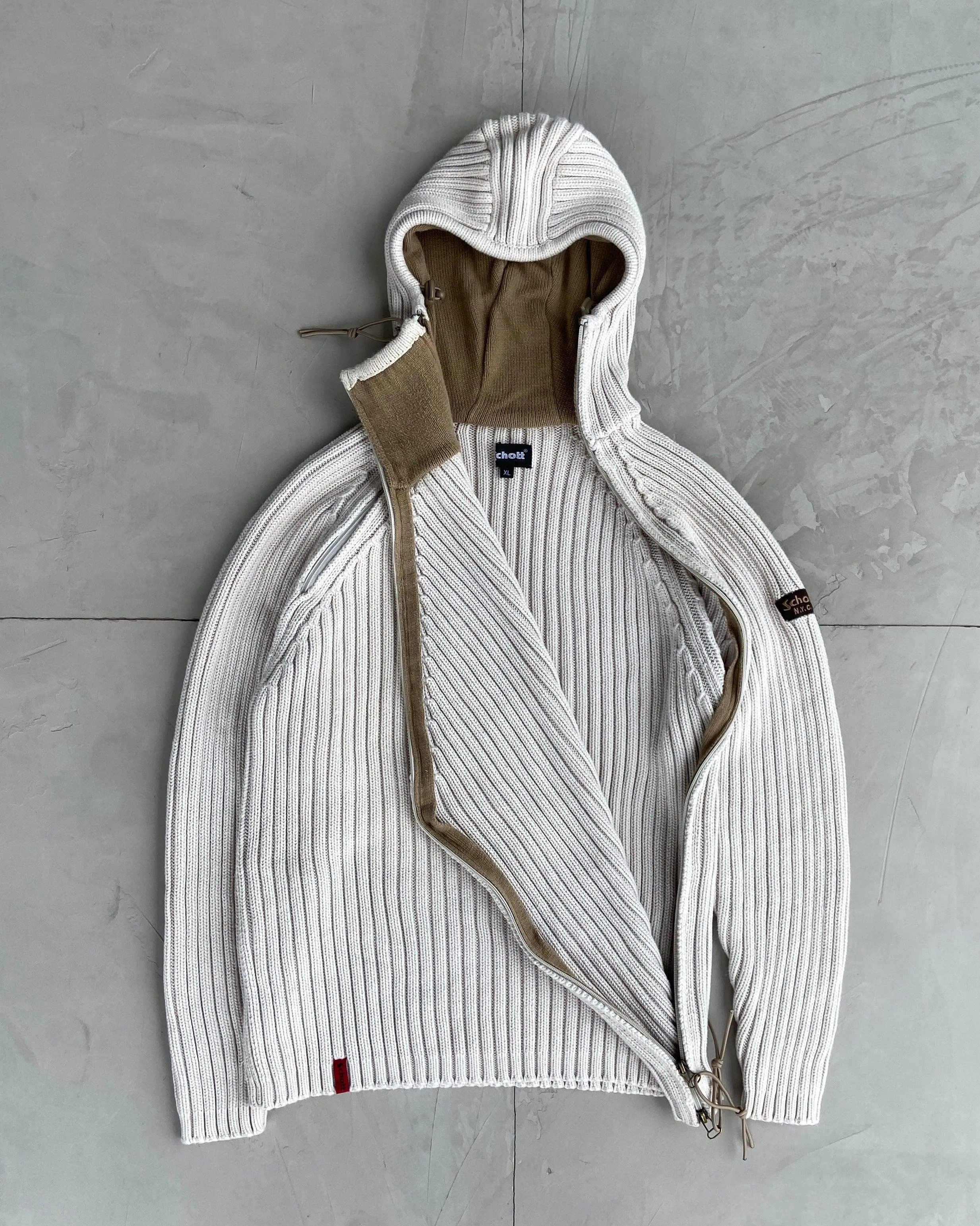 SCHOTT NYC 2000'S KNIT BALACLAVA HOODIE - M/L