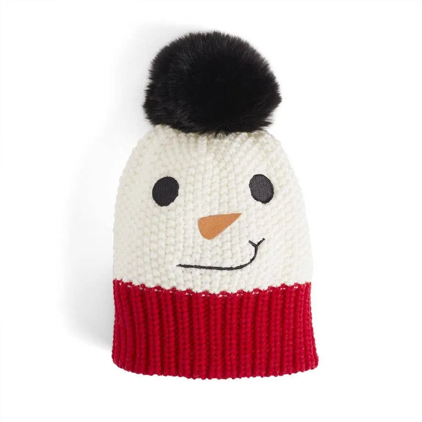 Snowman Winter Knit Hat with Pom