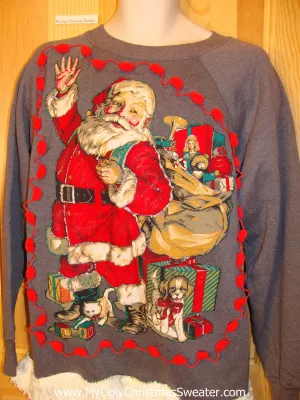 Tacky Christmas Sweatshirt 2sided Crafty Santa