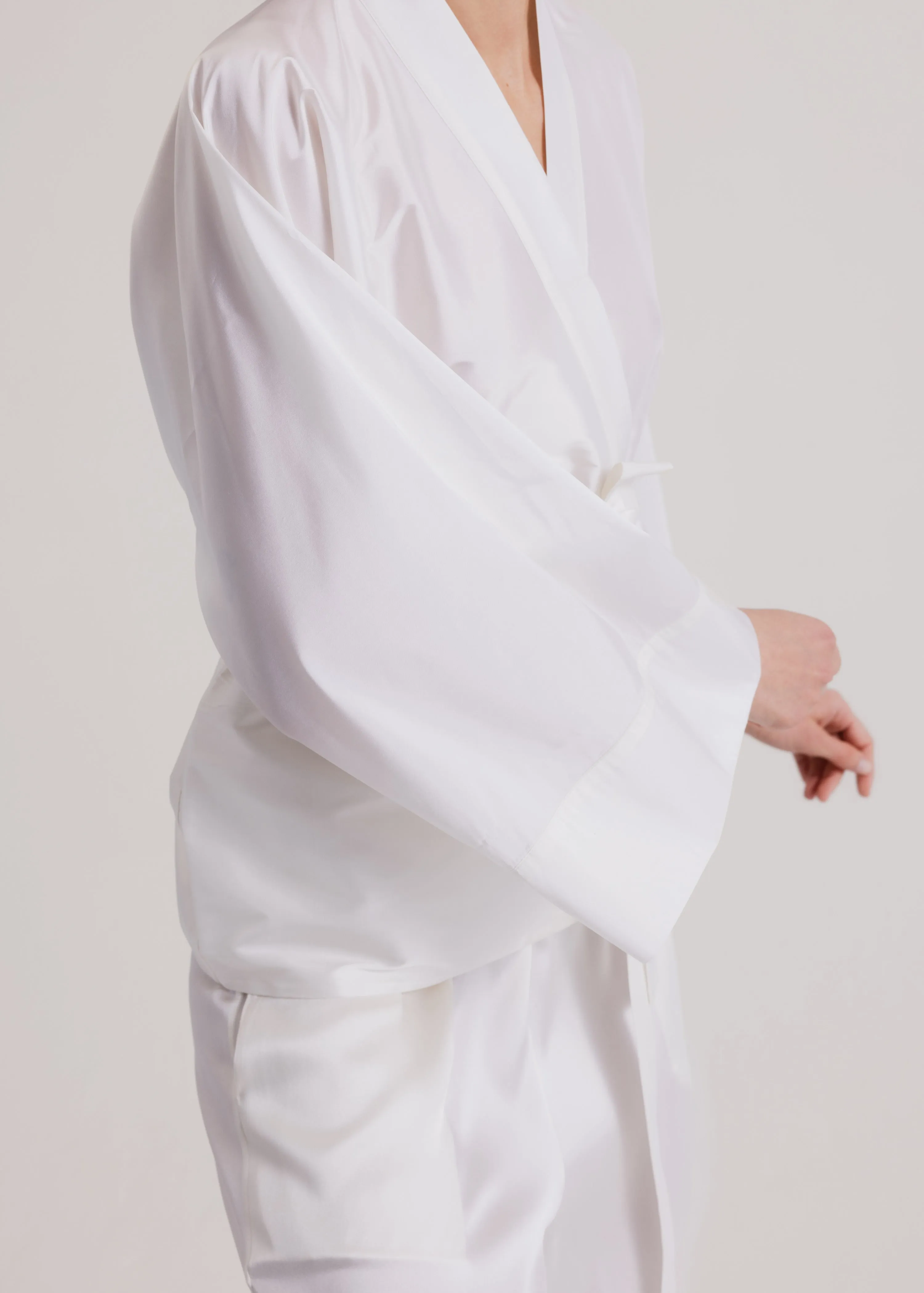 Taffeta Kimono Jacket in Milk White