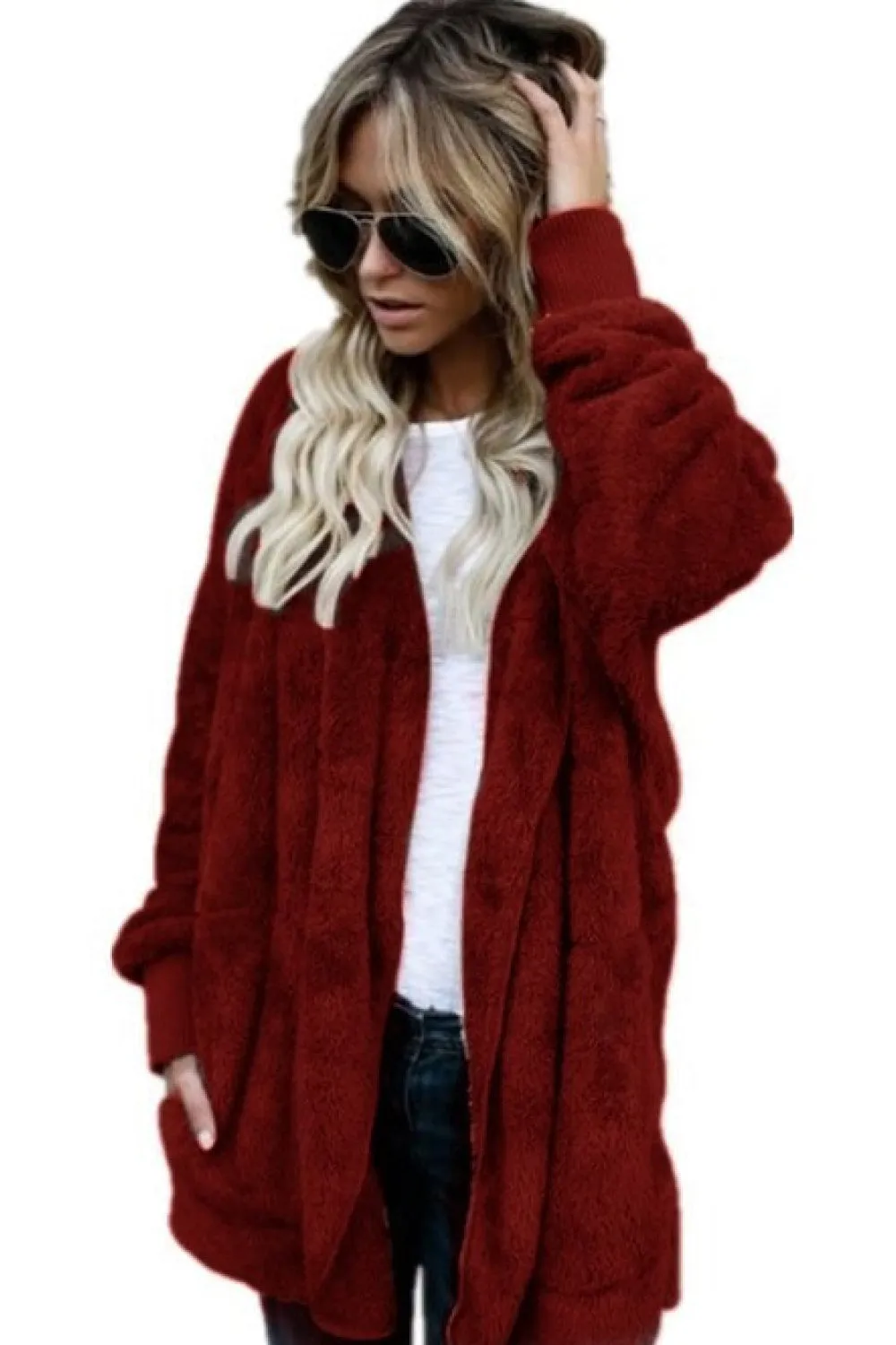 Teddy Bear Coat Hooded Jacket with Pockets