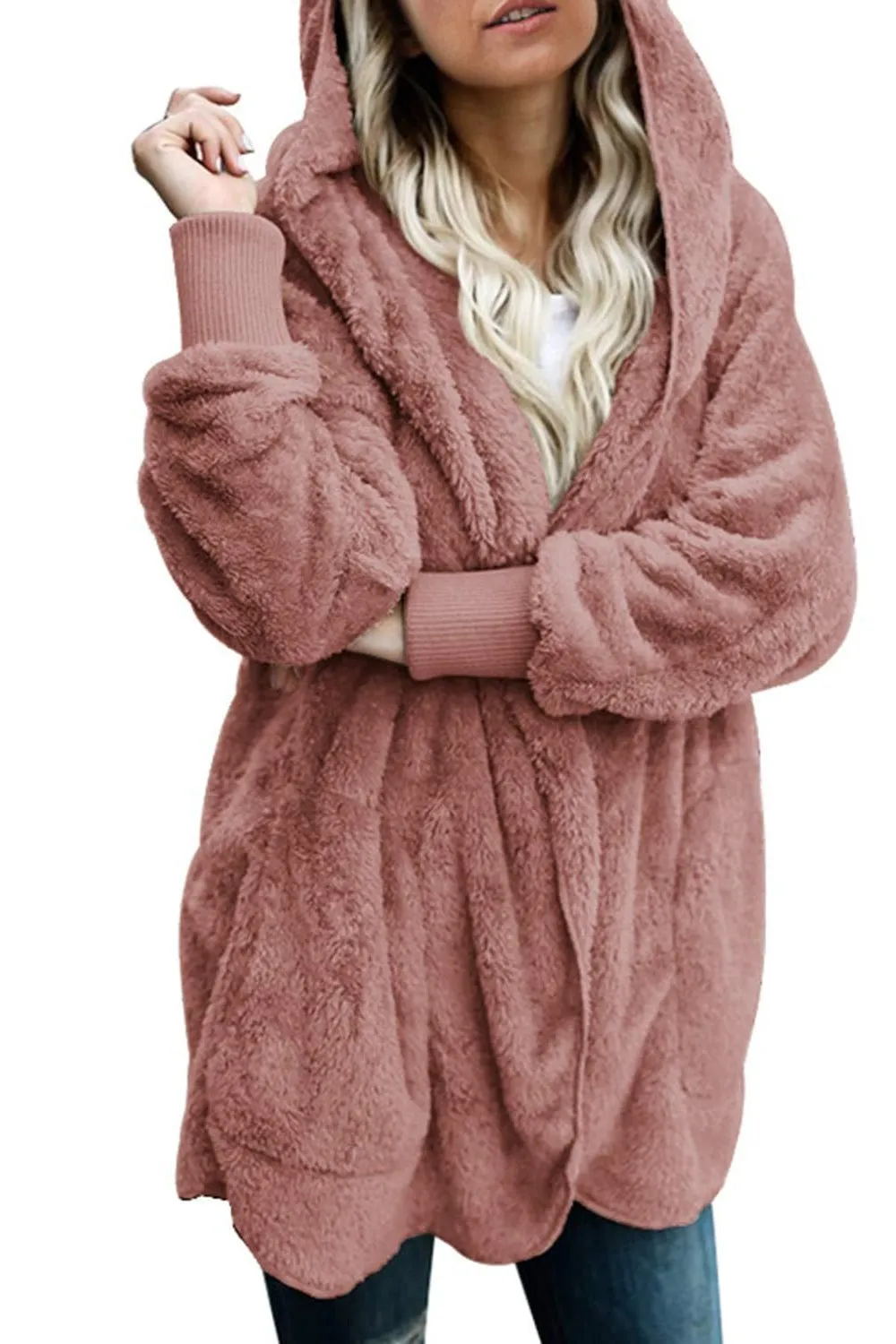 Teddy Bear Coat Hooded Jacket with Pockets