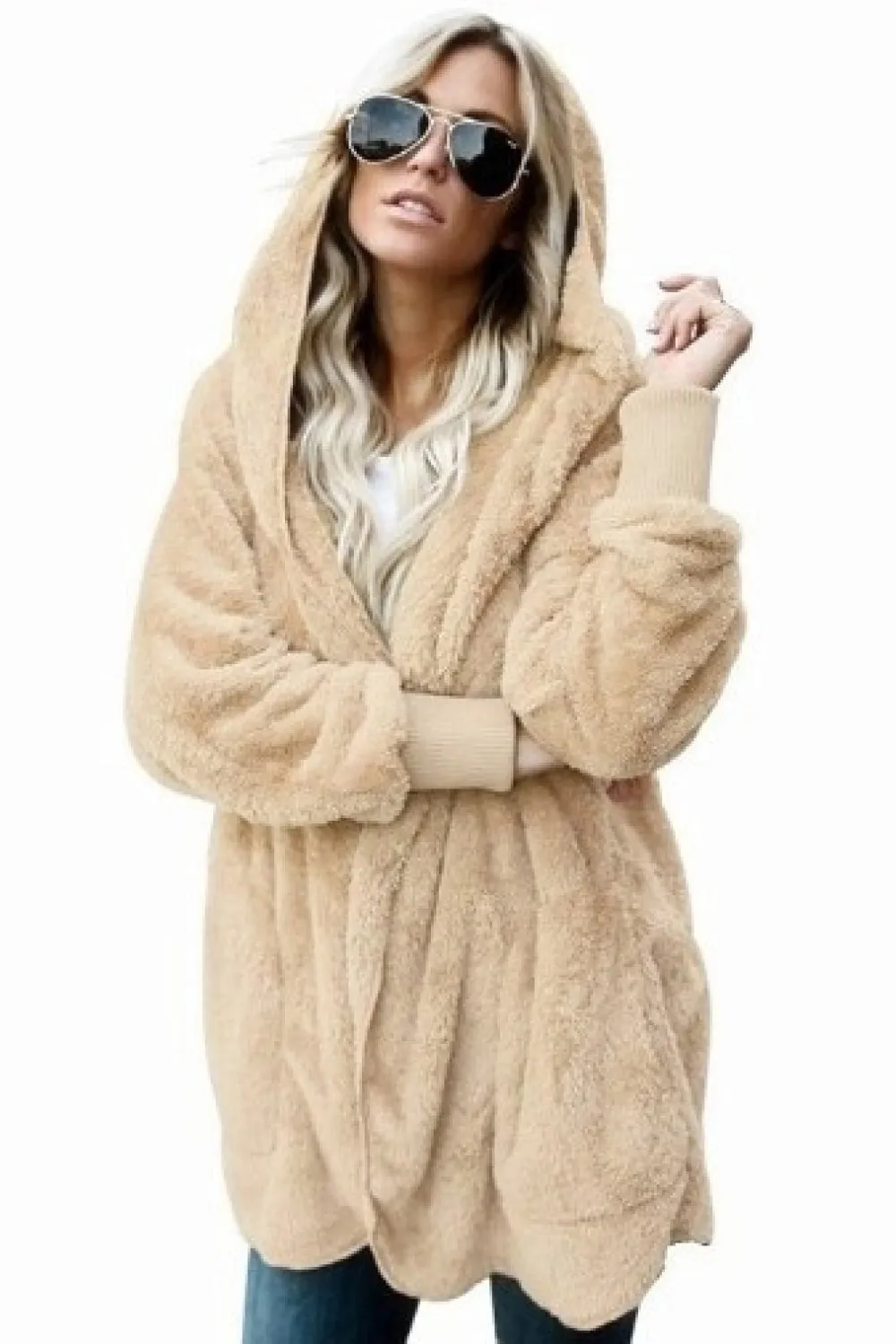 Teddy Bear Coat Hooded Jacket with Pockets