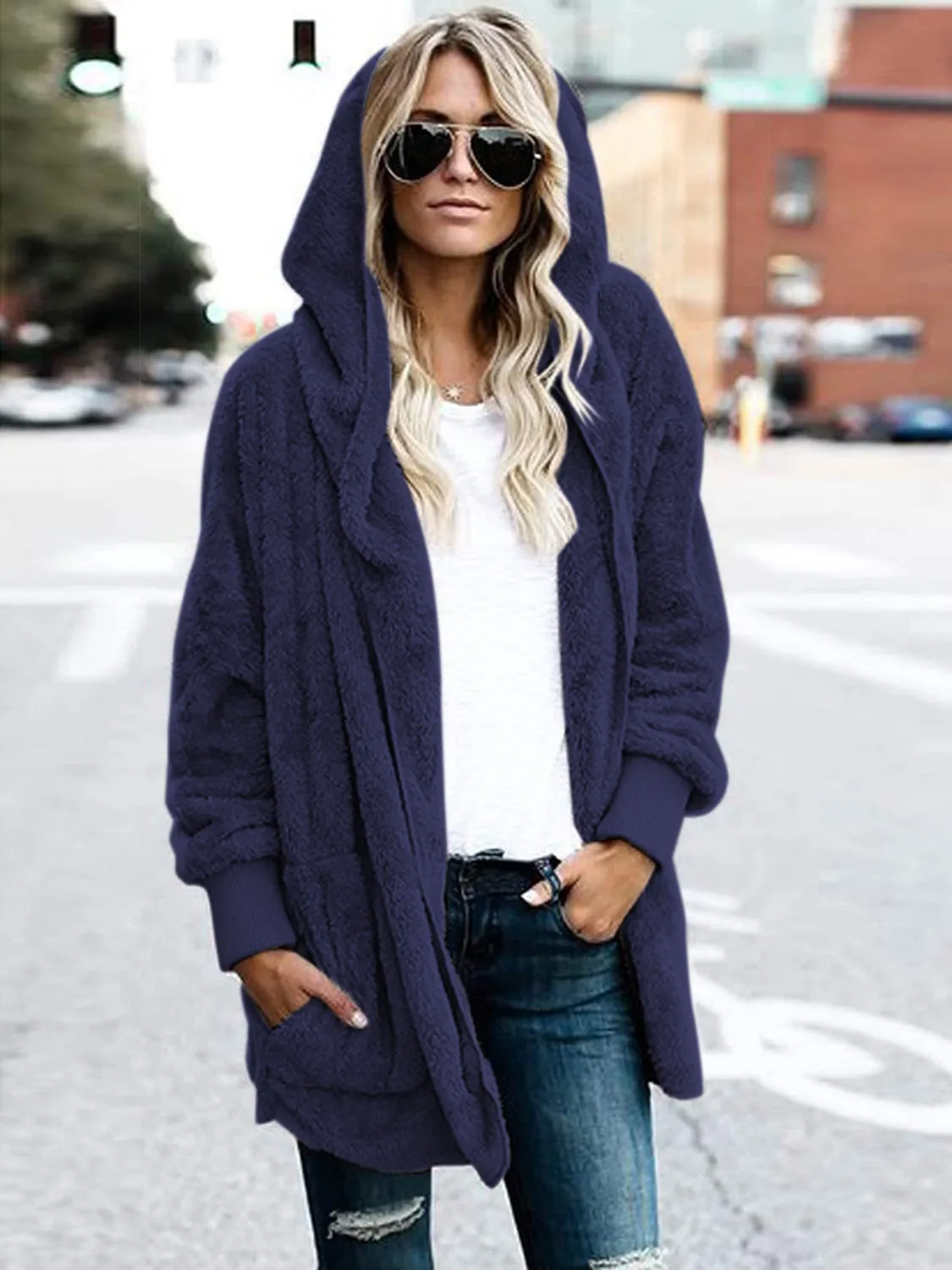 Teddy Bear Coat Hooded Jacket with Pockets