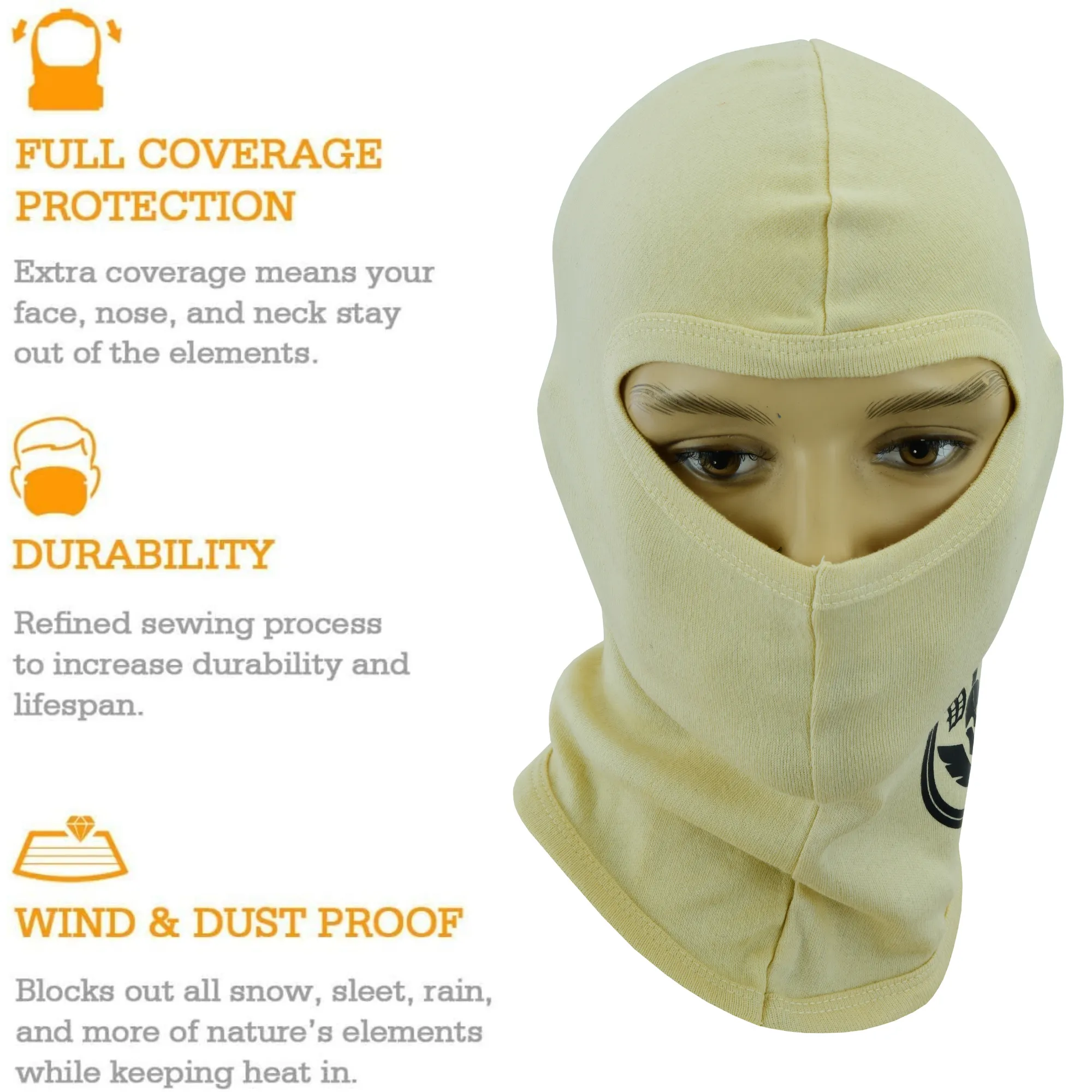 Warrior Gears®100% Cotton Motorcycle Balaclava | Face Mask - Beige