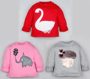 Winter Sweatshirt Combo - Swan, Elephant and Cupcake