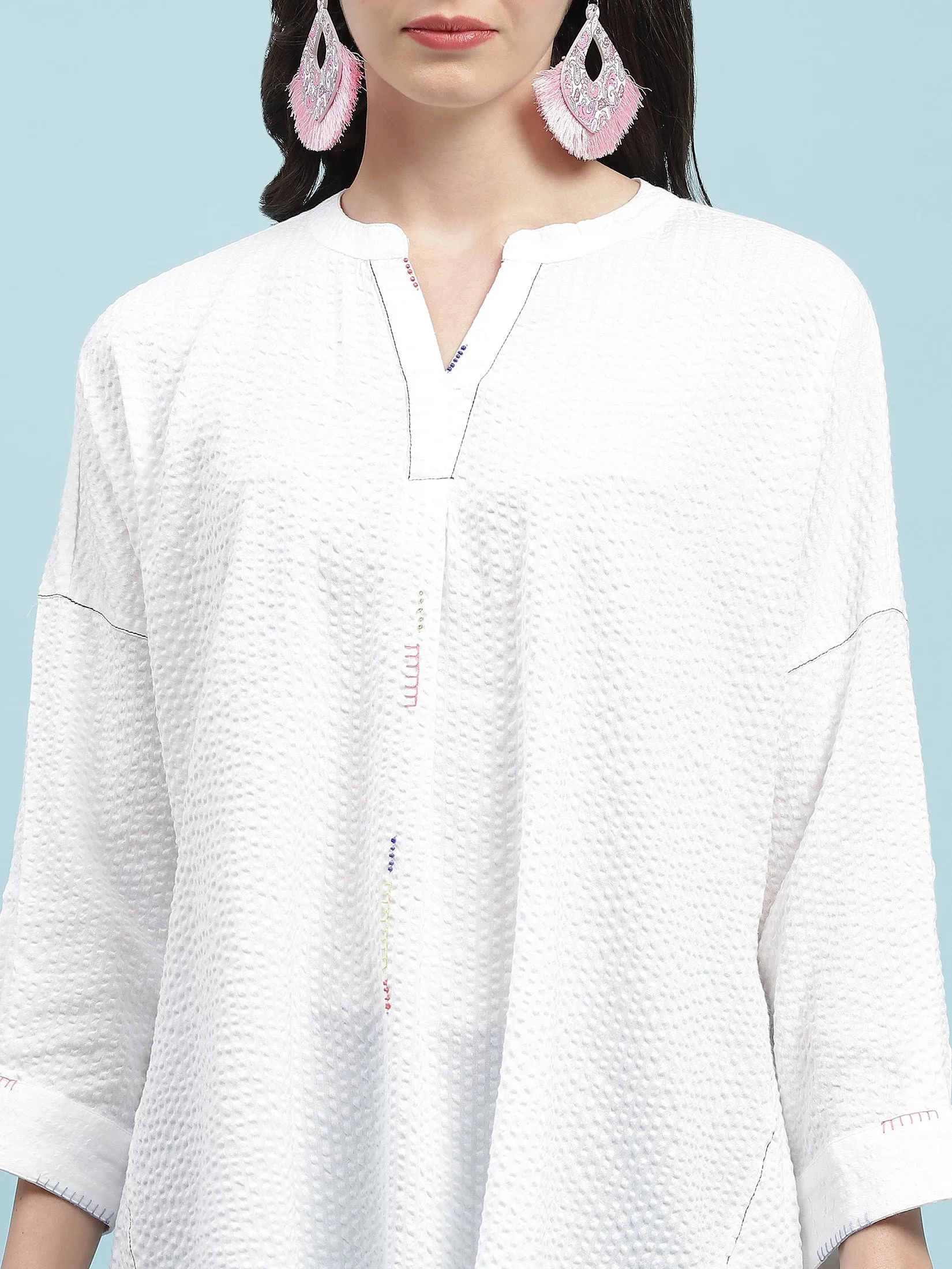 Women White Solid Boxy Tunic