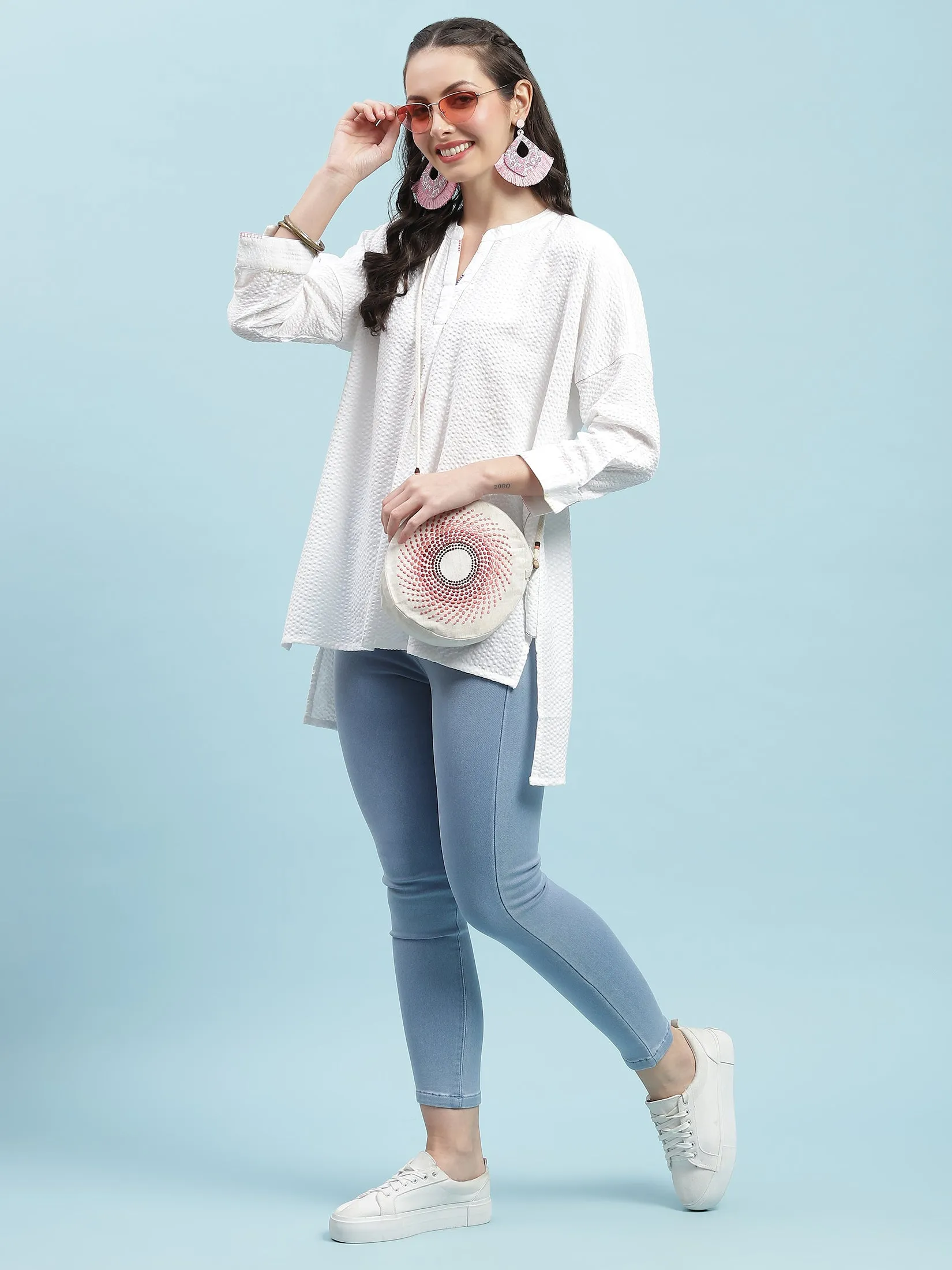 Women White Solid Boxy Tunic