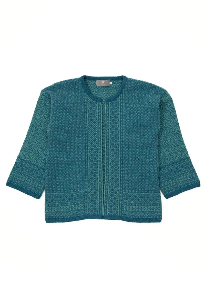 Womens Fair isle Towie Kimono Cardigan / Coatigan - Turquoise