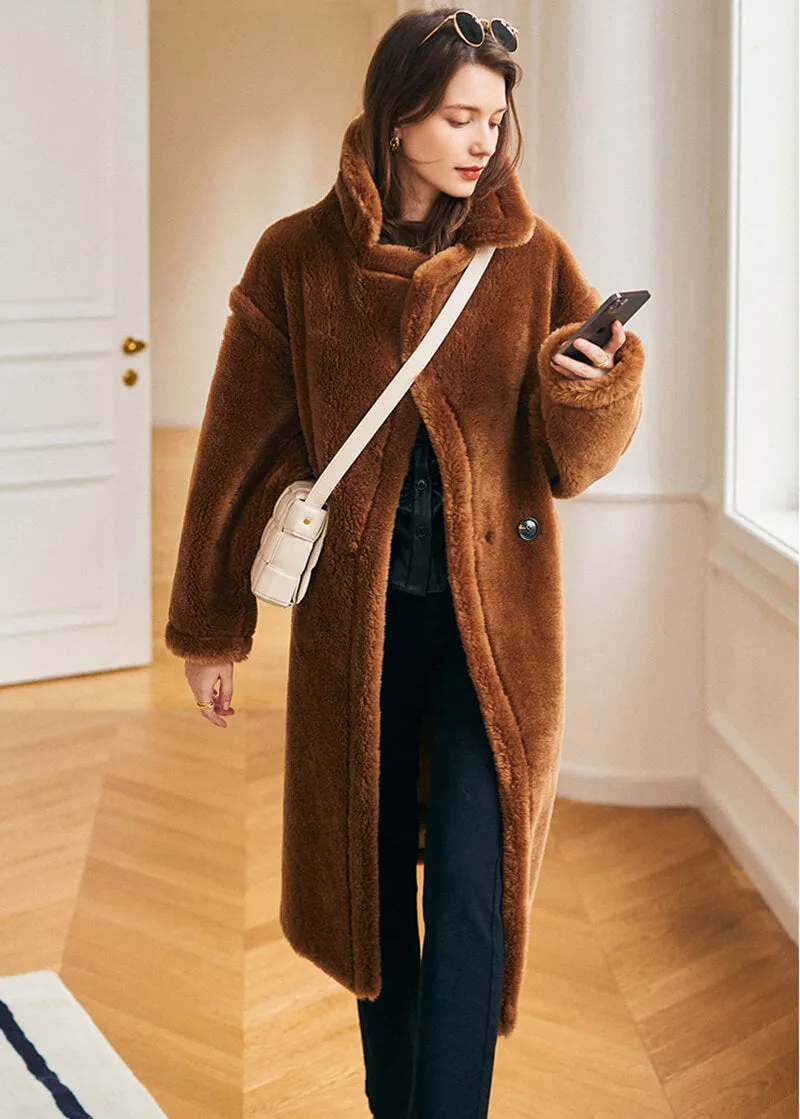 Wool Fur Two Button Teddy Coat